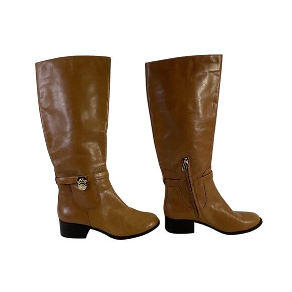 Michael Kors Brown Leather Tall Boots 9M Y2K Runway 2025 - Picture 5 of 6
